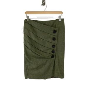 Eva Franco- Herringbone Wool Green Skirt Size 2